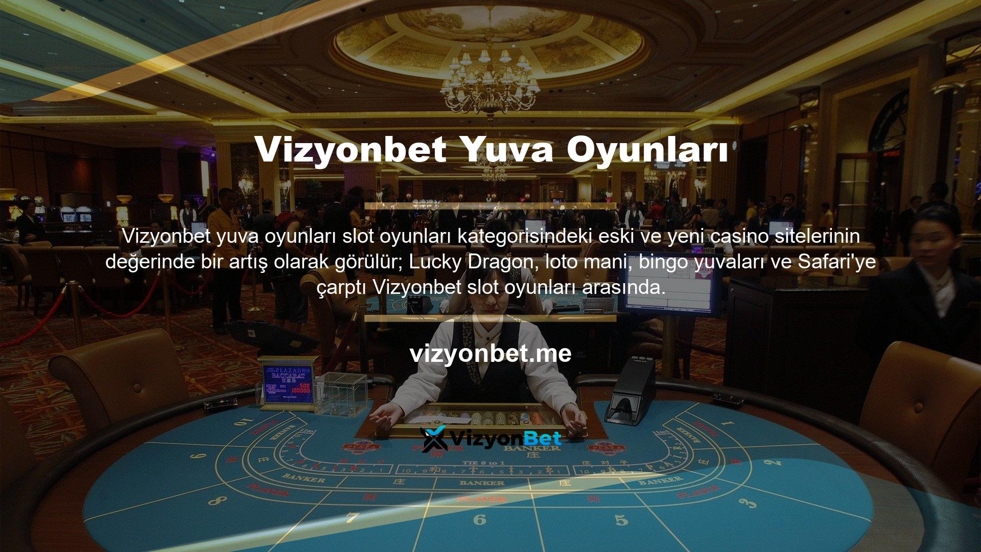 Vizyonbet, slot makineleri alanında faaliyet gösteren ve çeşitli oyunlar sunan saçma bir oyun şirketidir; Üyelerin gelirlerini artırmalarını sağlayan sürekli bir döngü
